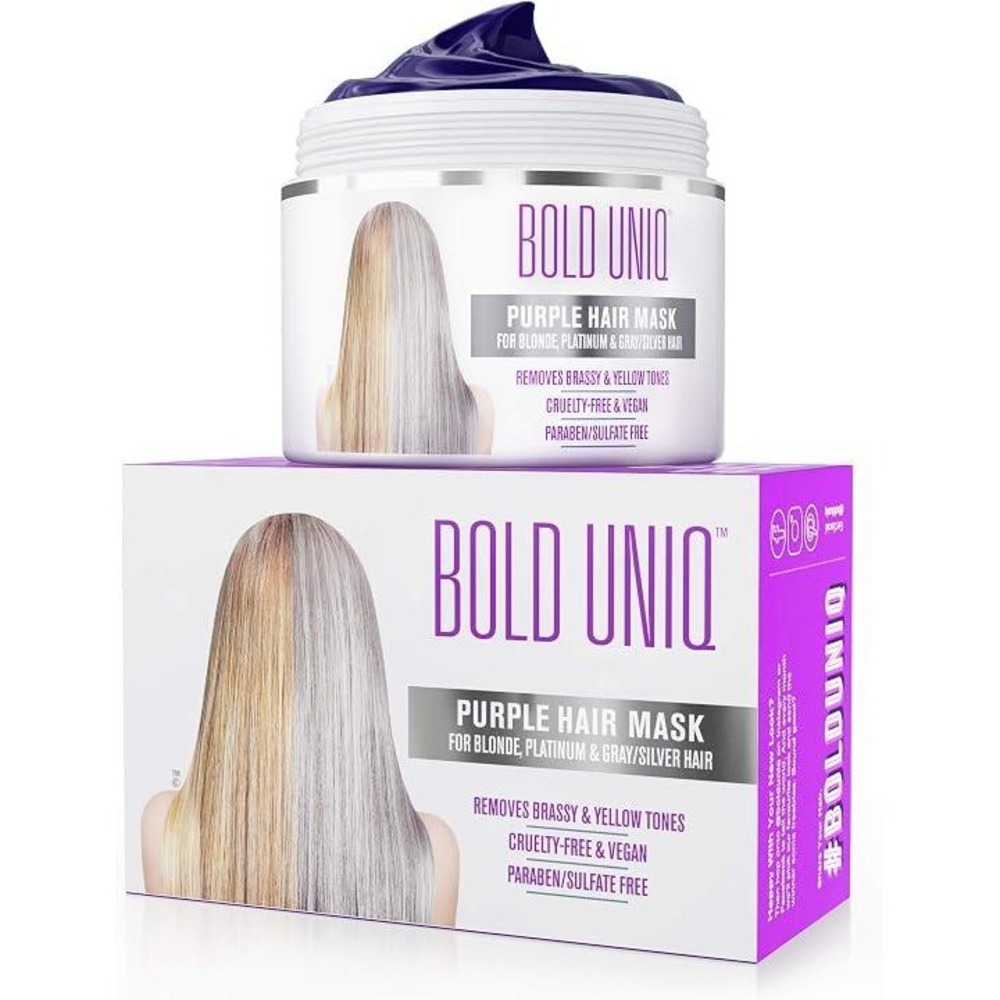 Bold Uniq Purple Hair Mask for Blonde Platinum Gray Silver Hair Toning Treatment